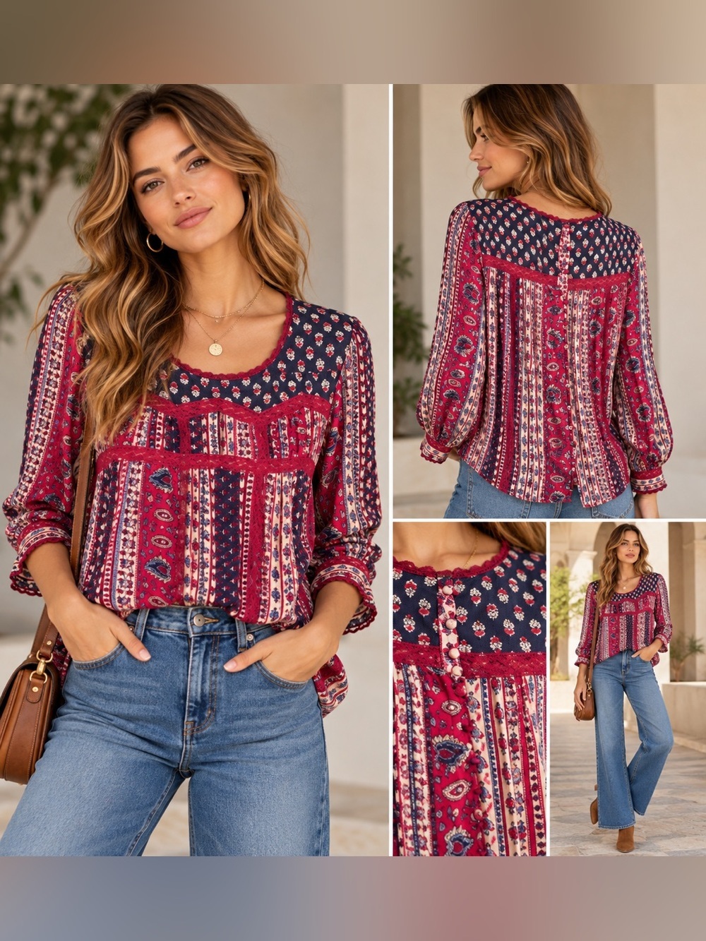 Anthropologie Maeve Gretchen Patchwork Blouse‎ Size 2